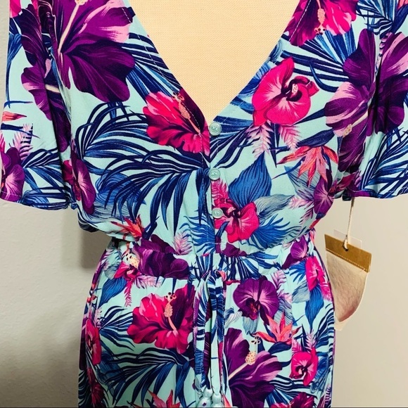 Sunday Mi Amor Maxi Purple Floral Summer Dress Size XS MSRP $80 - Picture 3 of 7